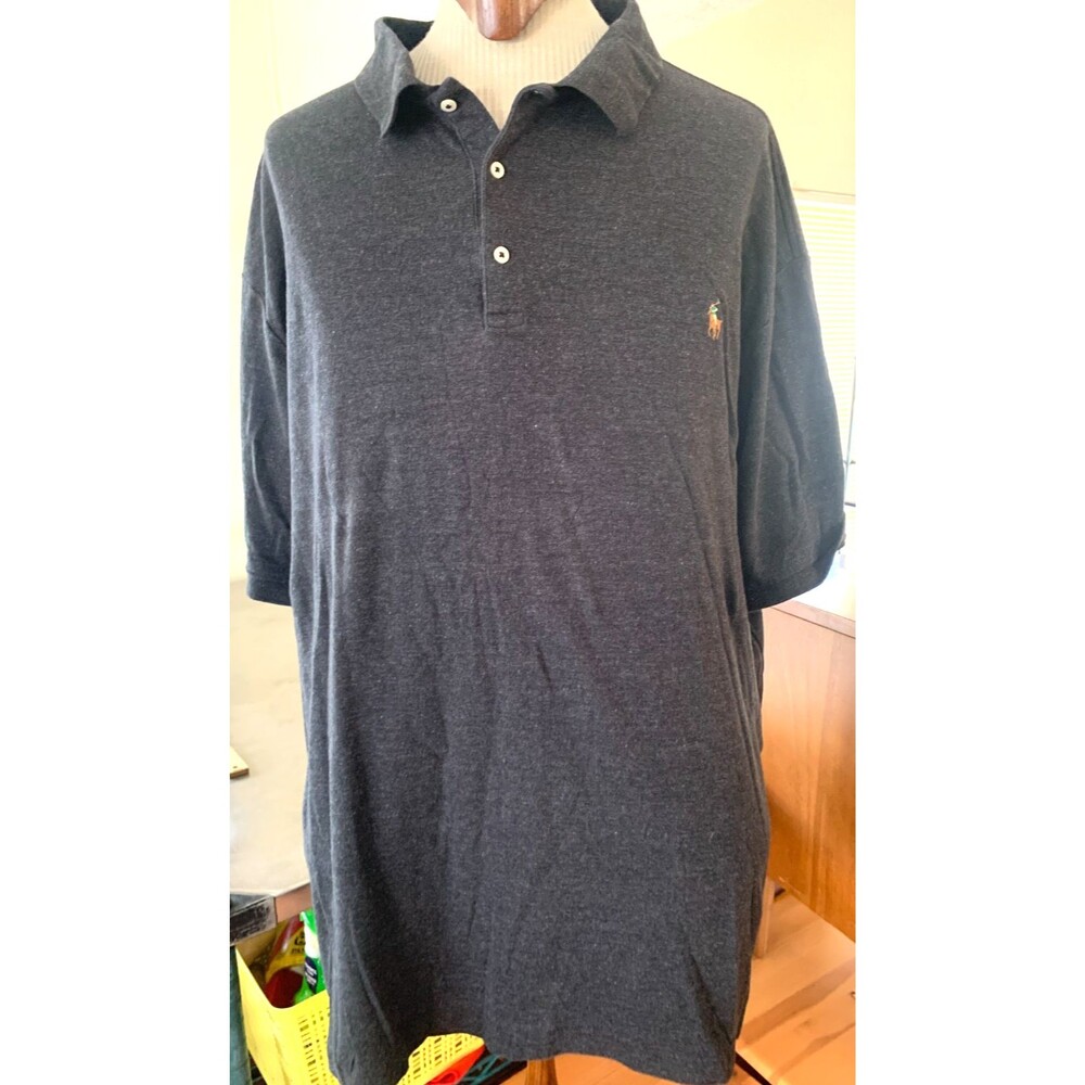 Polo Ralph Lauren Polo Shirt Mens Big 4XLT 4TGL Graphite Black wPony 100% Cotton